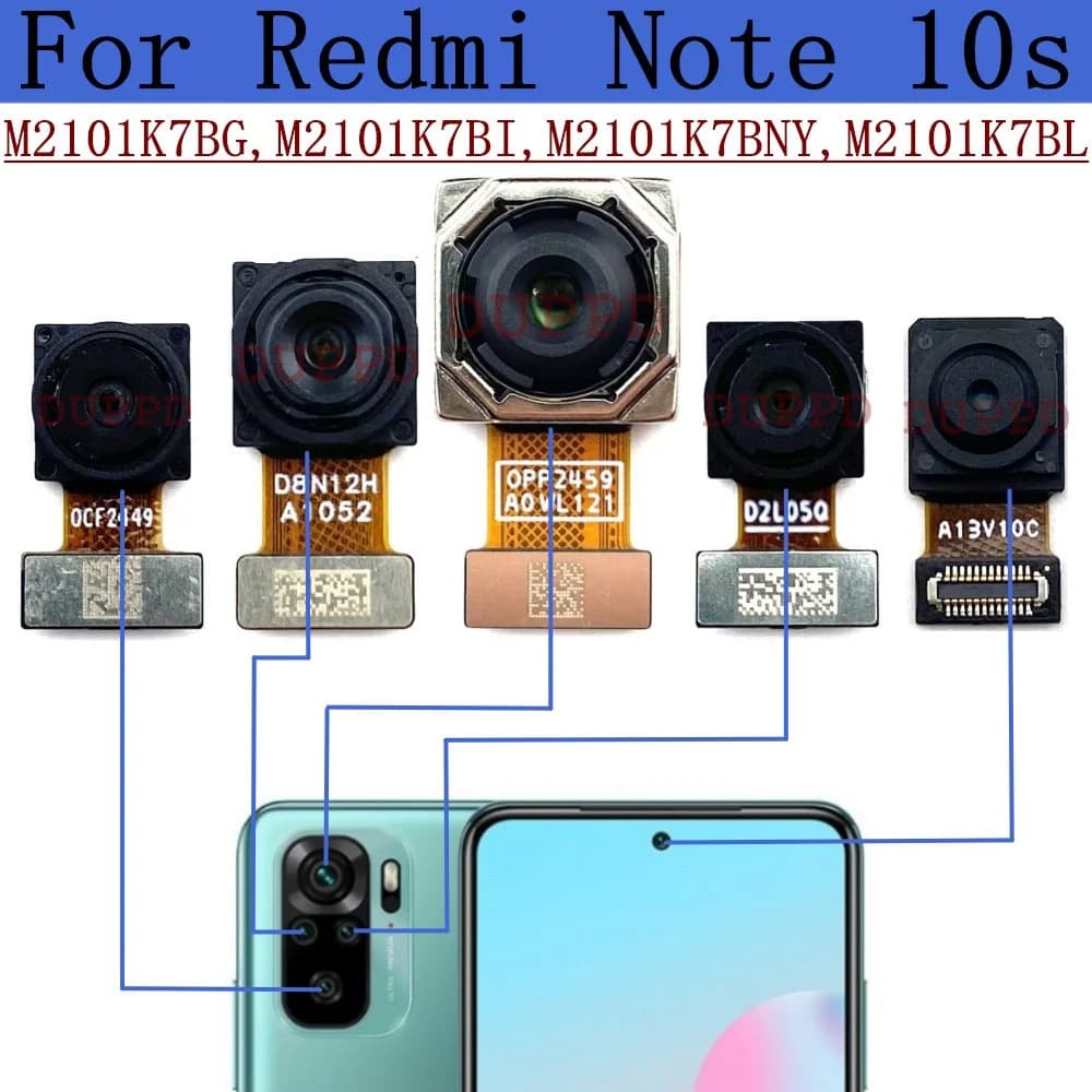 Fotocamera principale posteriore posteriore per Xiaomi Redmi Note 10s Fotocamera selfie anteriore M2101K7BG, M2101K7BI, M2101K7BNY, M2101K7BL