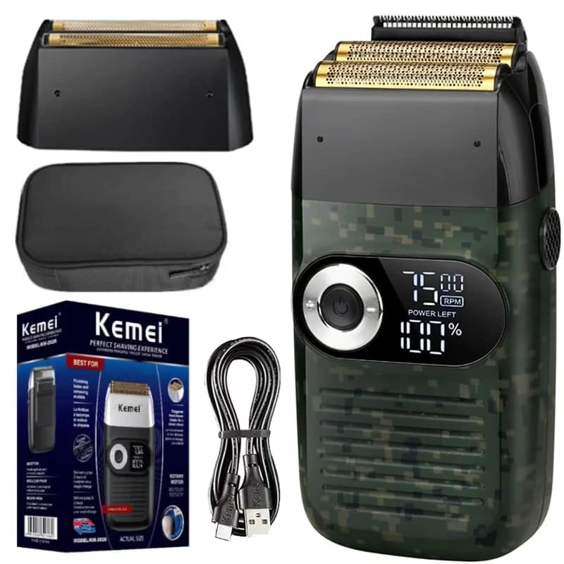 Kemei 2 in 1 rechargeable electric razor portable wireless LCD display alternative razor KM-2027
