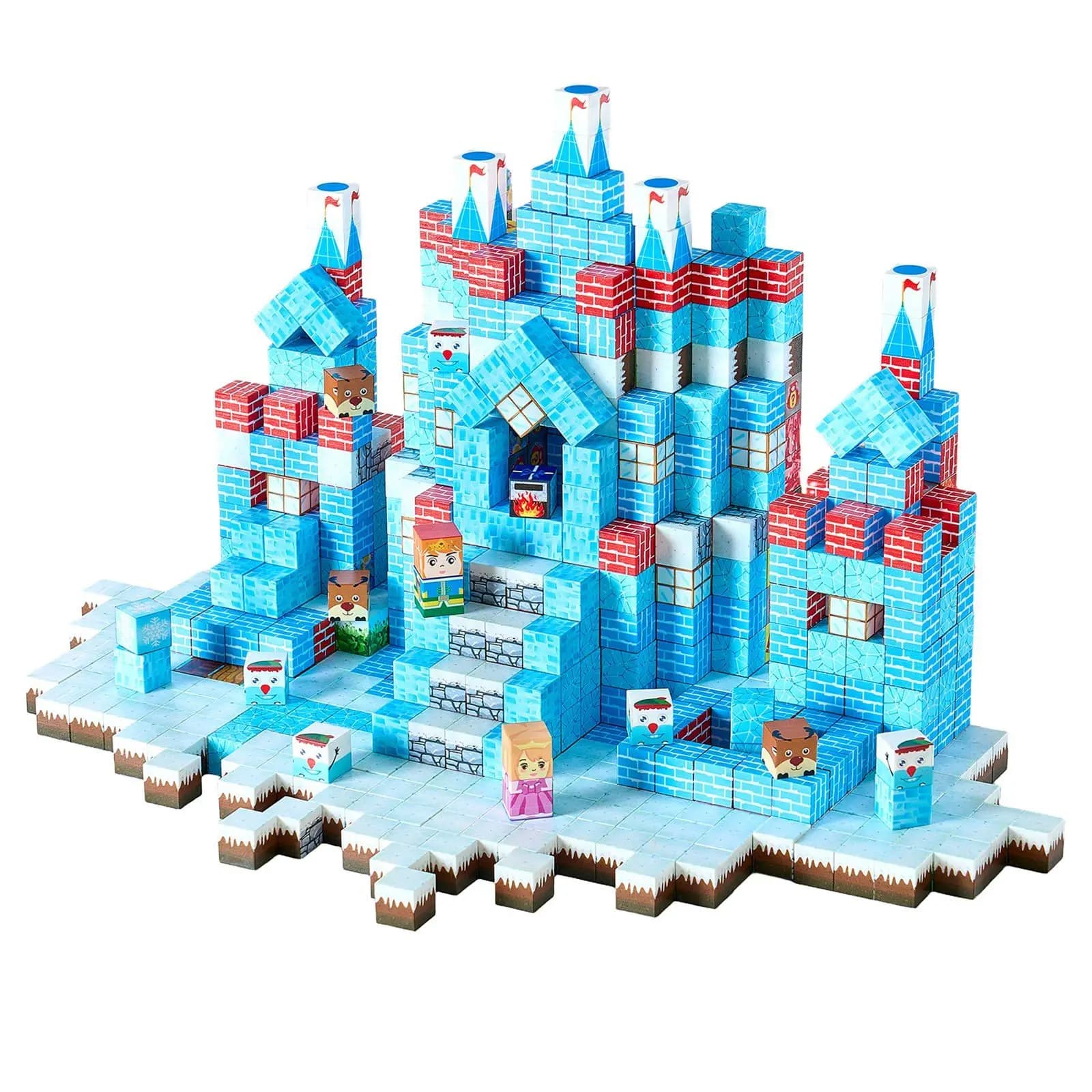 Blocchi magnetici 150 pezzi Set castello ghiacciaio STEM Giocattoli sensoriali Montessori