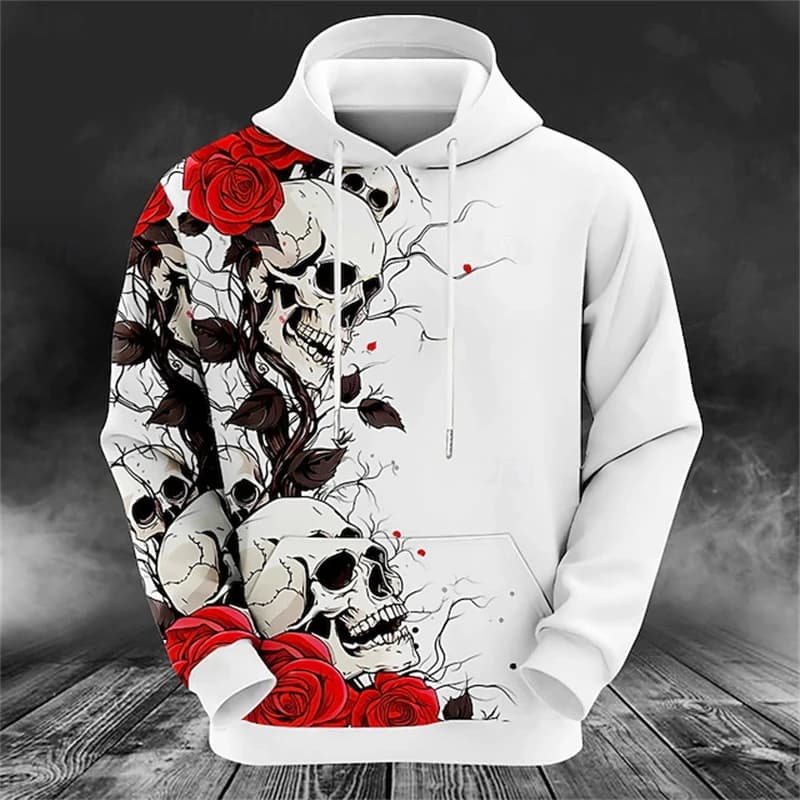 Halloween Flower Skull Graphic moda uomo 3D Print felpa con cappuccio Vacation Club felpe con cappuccio Fashion New Hooded Pocket felpa top