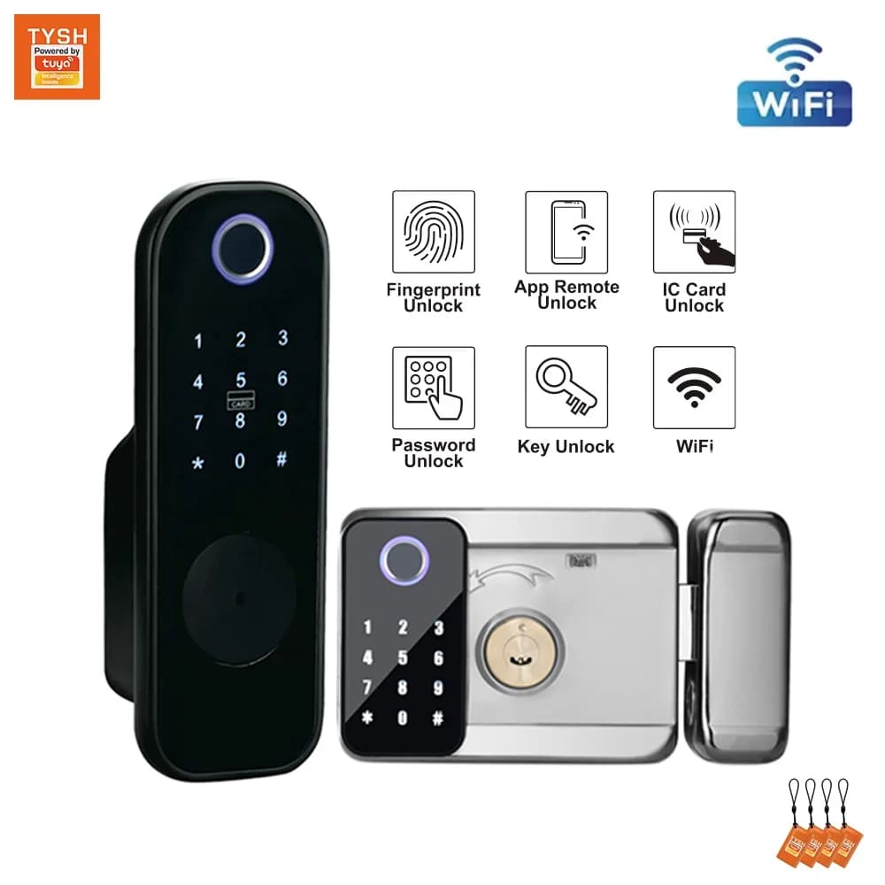 TYSH Tuya Serratura Intelligente Remota Con Wifi Serratura Impermeabile Doppia Impronta Digitale Serratura Intelligente Senza Chiave Con Tessera Elettronica Digitale