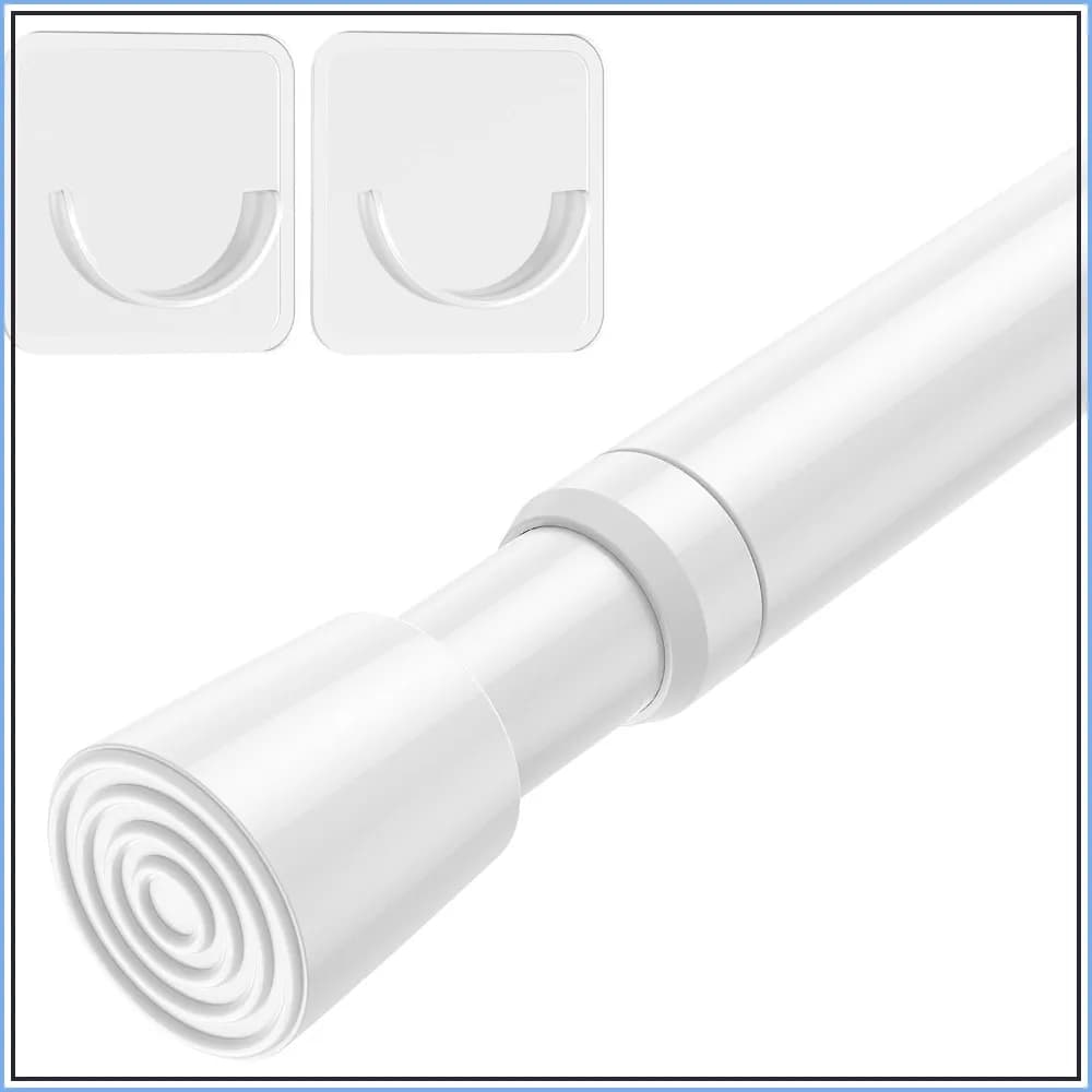 No-Drill Tension Curtain Rod, Adjustable 28-36 Inch, White, Strong Anti-Skid Ends, Easy Install