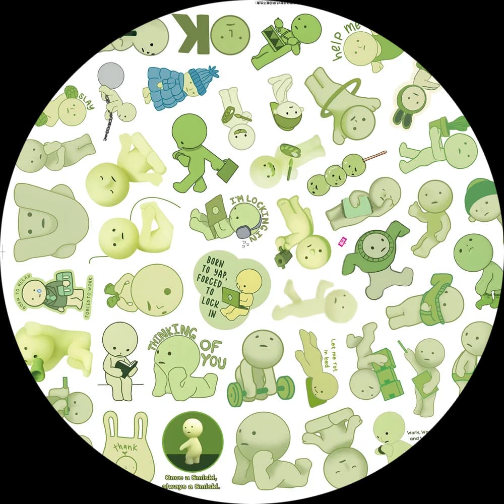 58 pezzi adesivi Smiski Sonny Angel Smiski decalcomania da lavoro telefono fai da te chitarra laptop notebook valigia tazza adesivo impermeabile