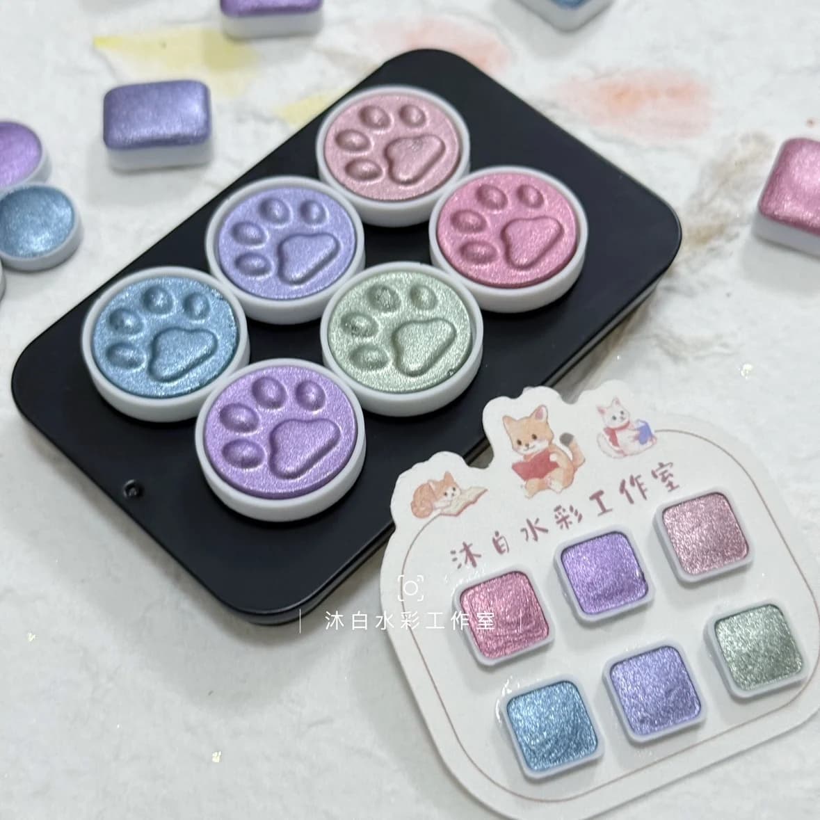 Flashing Handmade Pearlescent Watercolor "Luo Shen" Series English Calligraphy Painting Point Tip Pull Flower