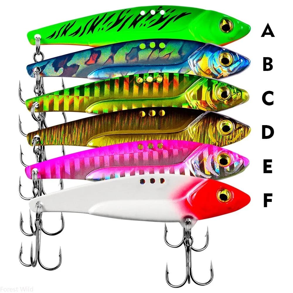 1pc VIB 3D Eyes Pencil Spoon Spinner Fishing Lure 5g 7g 15g 17g 20g Hard Bait Balancer With Treble Hook Tackle Kit Set