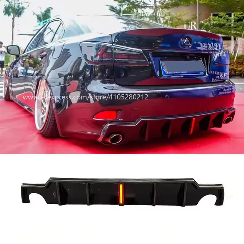 Suitable for 2006-2012 Lexus IS rear lip rear bumper with LED strip/flowing lights, sports modification part, rear bumper