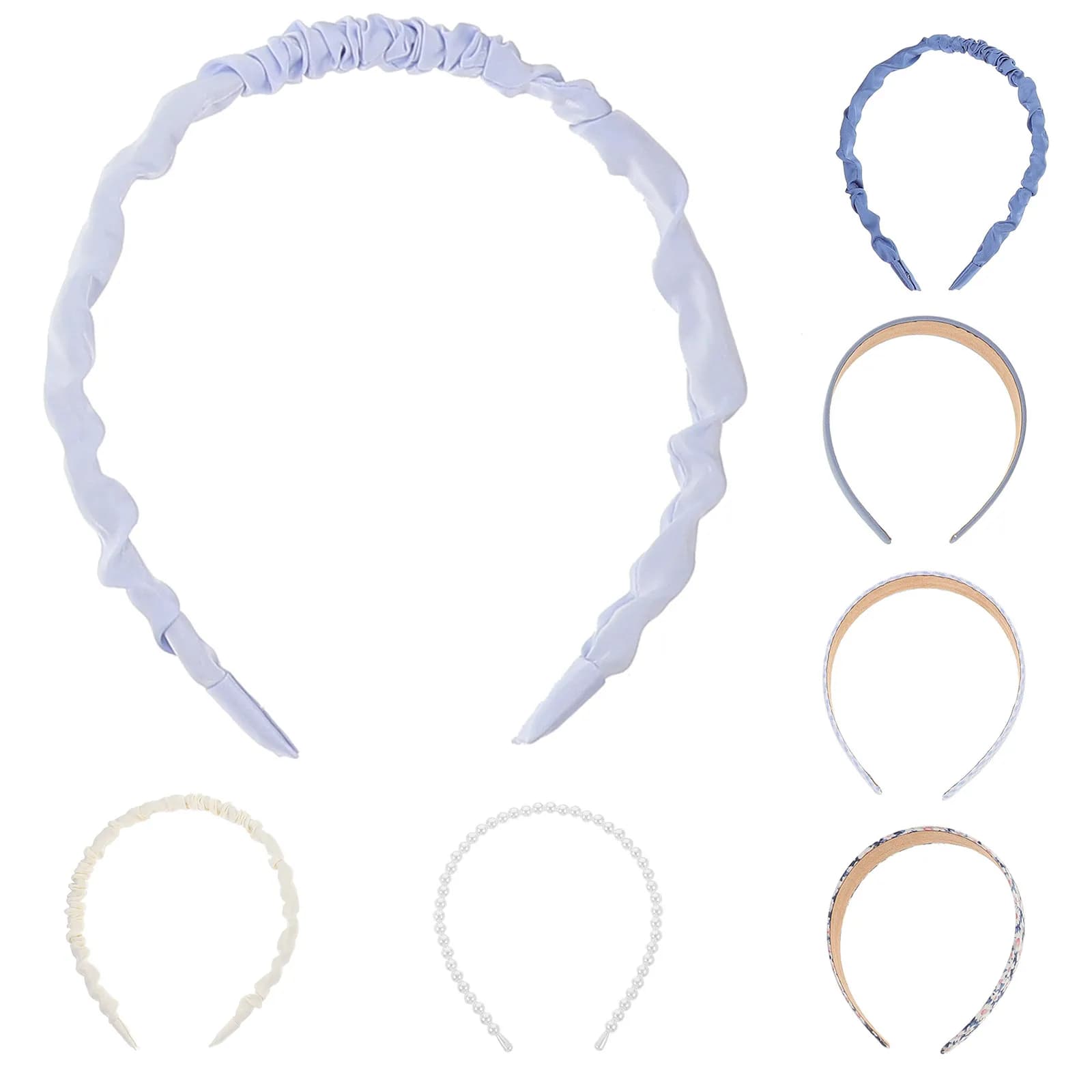Set di 7 Fasce per Capelli con Perle per Donne, Eleganti Accessori Decorativi e Confortevoli per Asciugacapelli e Lavaggio Viso