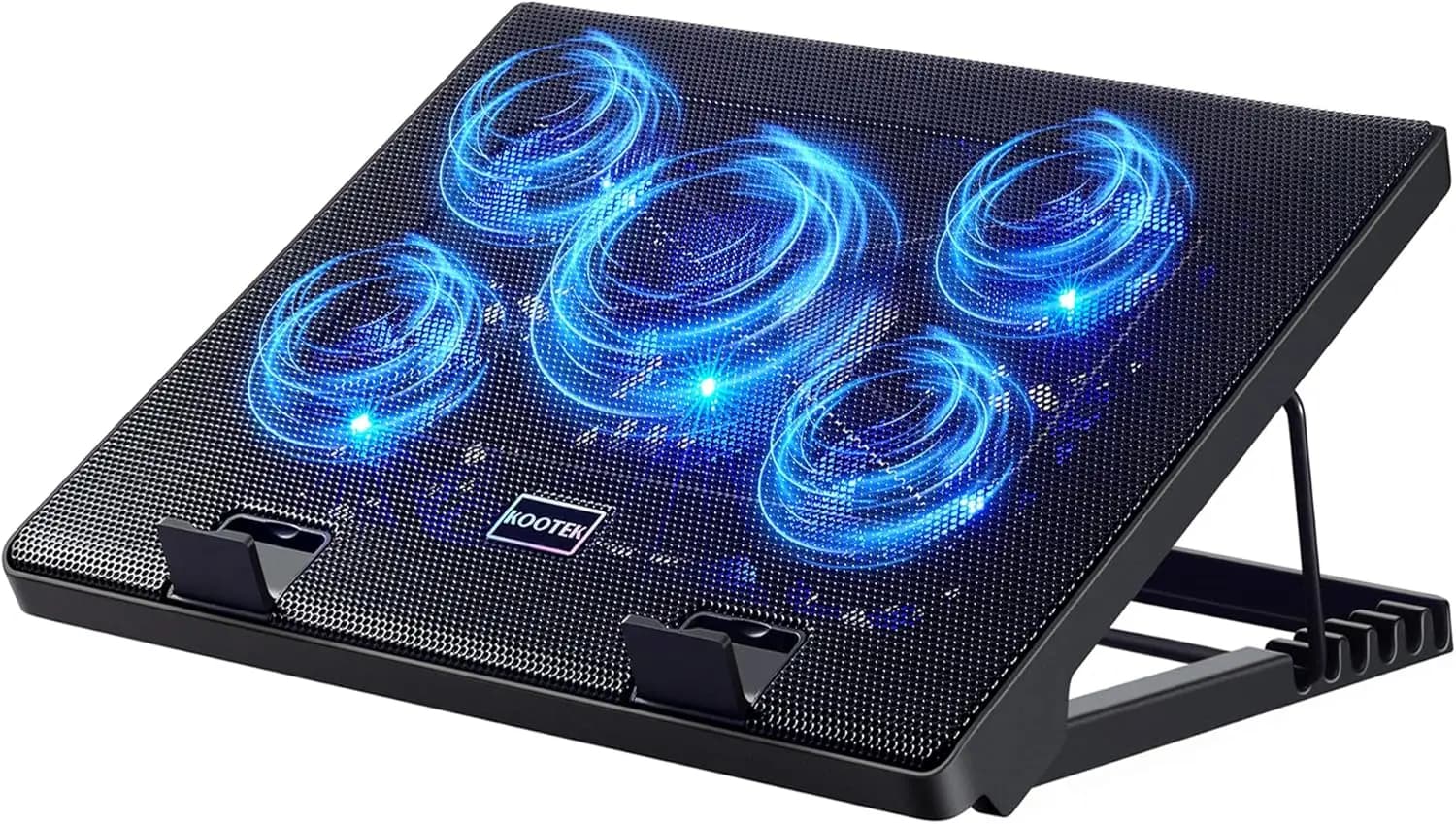 Supporto di Raffreddamento Regolabile per Laptop con 5 Ventole Silenziose per Notebook da Gaming da 12-17 Pollici, Accessorio Blu