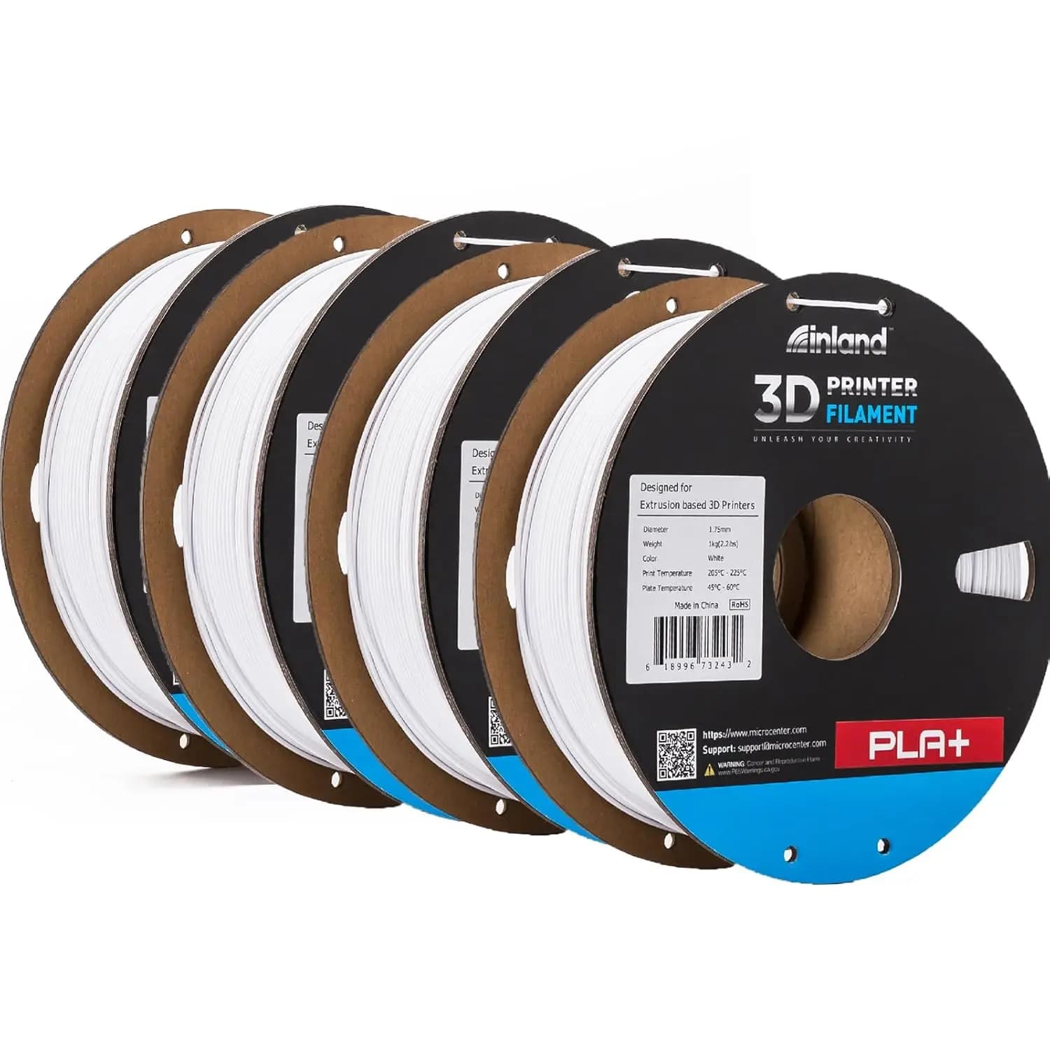 3D Printer Filament Micro Center PLA Plus 1.75mm, 4 Pack - PLA Pro Filament with Dimensional Accuracy +/- 0.03 mm
