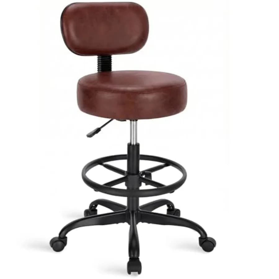 Sedia da Disegno con Schienale Regolabile, Poggiapiedi, Sgabello Girevole, Sedia da Ufficio Multiuso con Cuscino Spesso per Casa e Bar