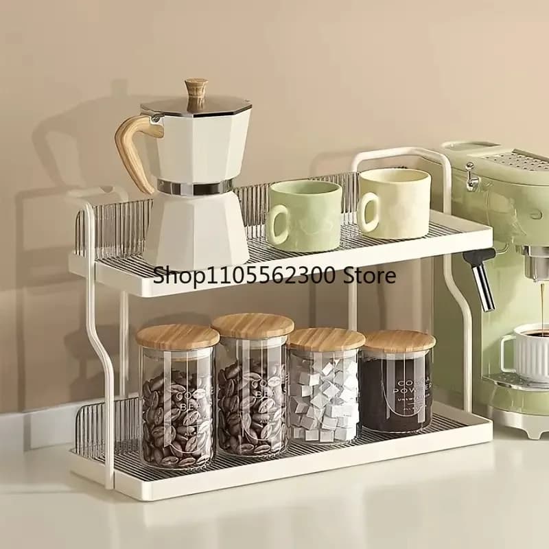 Portaspezie da Cucina in Acrilico a 2 Livelli, Organizzatore da Bancone Versatile per Condimenti ed Erbe, Essenziale per la Cucina