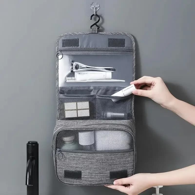Foldable Toiletry Bag Organizer Hanging Storage Bag Bathroom Makeup Bag Case Travel Dry And Wet Separation Cosmetic Wash Bag
