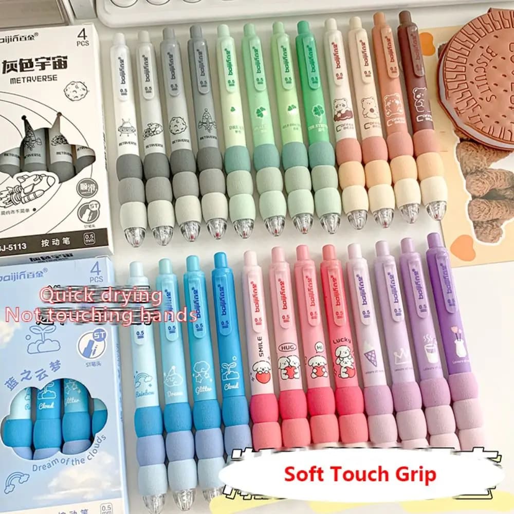 4 pz/set Soft Touch Grip penna Gel ST Tip penna a sfera 0.5mm inchiostro nero penna neutra creativo studente regalo segno penna cancelleria