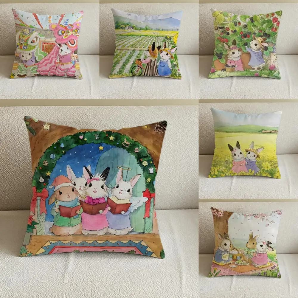 L-longlegsart Cushion Cover Natural Linen Pillowcase Set, All-in-One Decor for Sofa, Bedroom & Chair