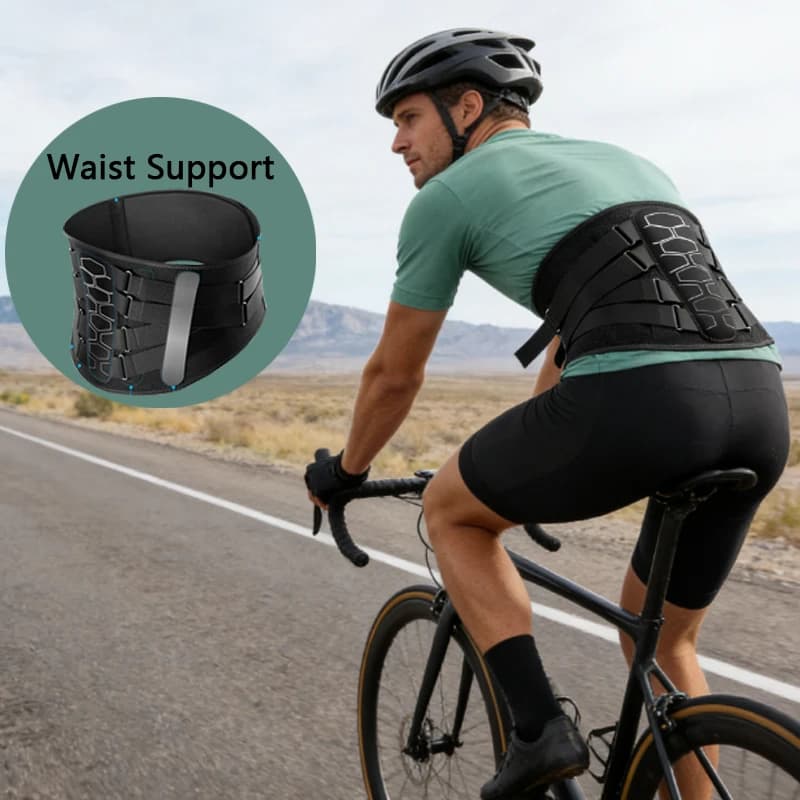 Cintura di Supporto Lombare per Ciclismo, Regolabile con Cuscinetto Ergonomico, Rete Traspirante e Compressione Stabile