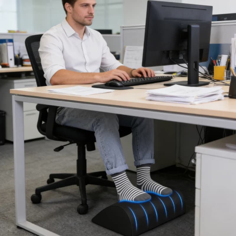1 pz 2in1 Poggiapiedi per sotto la scrivania al lavoro Imbottitura per chiroprattori, regolabile Premium sotto la scrivania Poggiapiedi ergonomico per scrivania