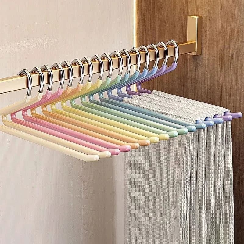 4 Pezzi Appendiabiti in Plastica Tipo Oca per Pantaloni, Appendiabiti Telescopico a Z per Armadio e Dormitorio, Appendiabiti Multistrato Salvaspazio