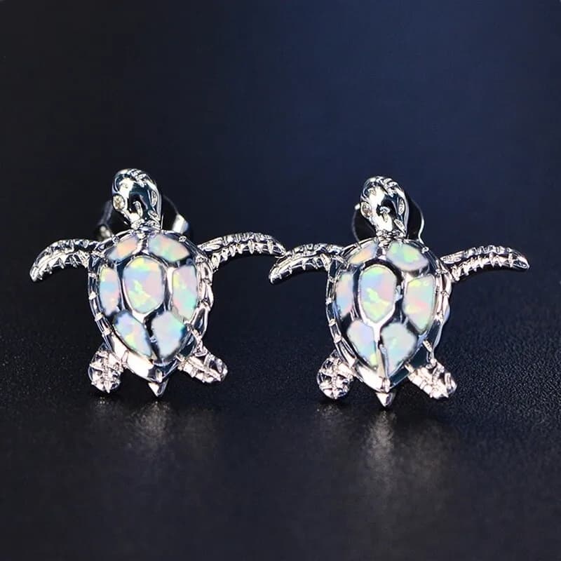 Simpatici orecchini pendenti con opale simulato bianco, gioielli in argento, regalo per la sposa della donna
