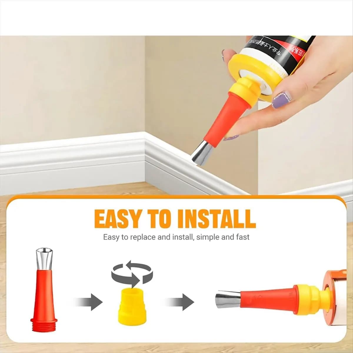 A13M Universal Integrated Rubber Nozzle Tool Set, 33 Piece Caulking Tool Stainless Steel Caulking Nozzle Applicator Set