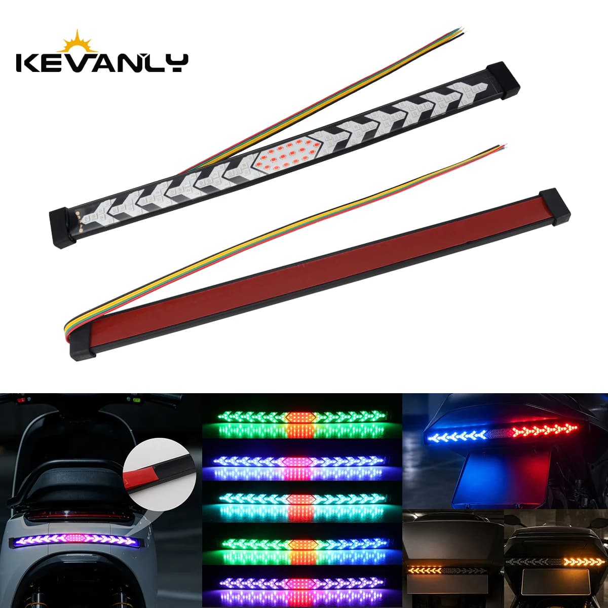 27CM Motorcycle Strip Turn Signal Lamp Flowing Dynamic Warning Brake Reverse Tail Light Truck LED Tailgate Light Arrow LED Strip