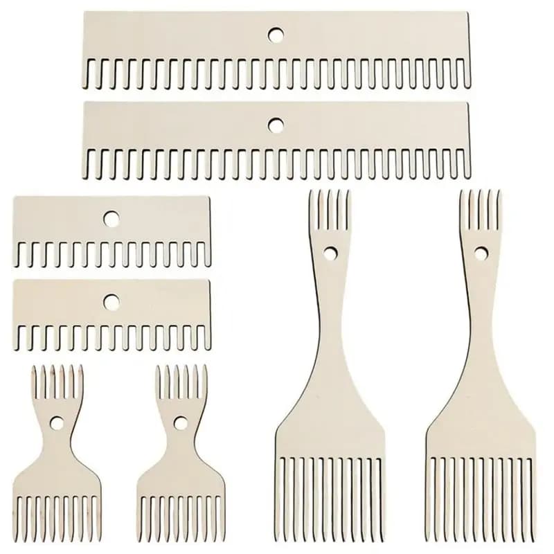 For Blanket Making For Knitting Handcraft Tapestry Rug 8Pcs Wooden Weave Loom Comb Kit Wood Tapestry Beater Comb