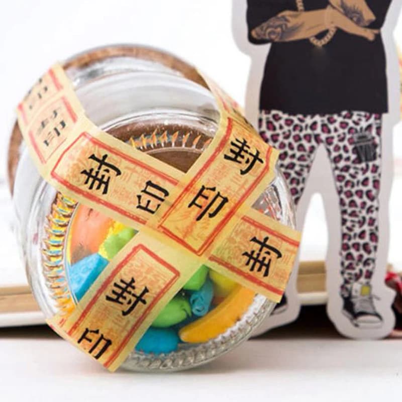 100PCS Rune Paper Tape Tear Seal Sticker Set for DIY Making Crafts Scrapbooking Photo Albums Decor Label Sealing Kit