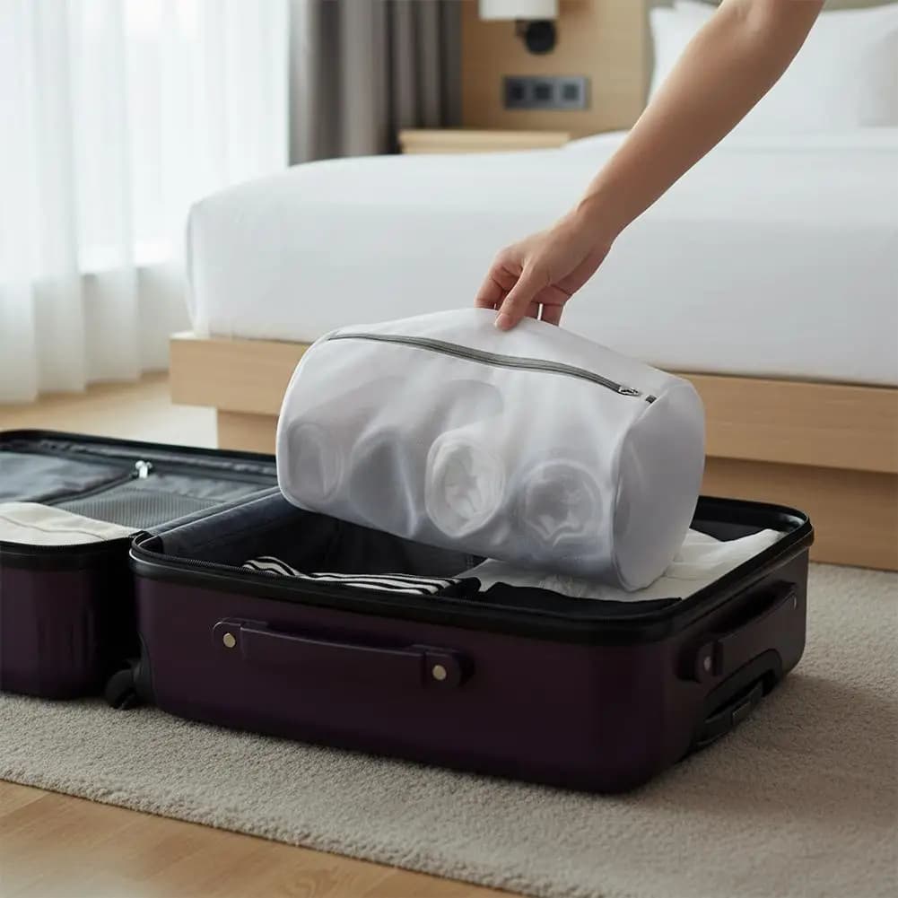 Borsa per biancheria in rete cilindrica, versatile borsa per lavaggio scarpe, per lavatrice, borsa protettiva per vestiti delicati, reggiseni, calzini, C9I1