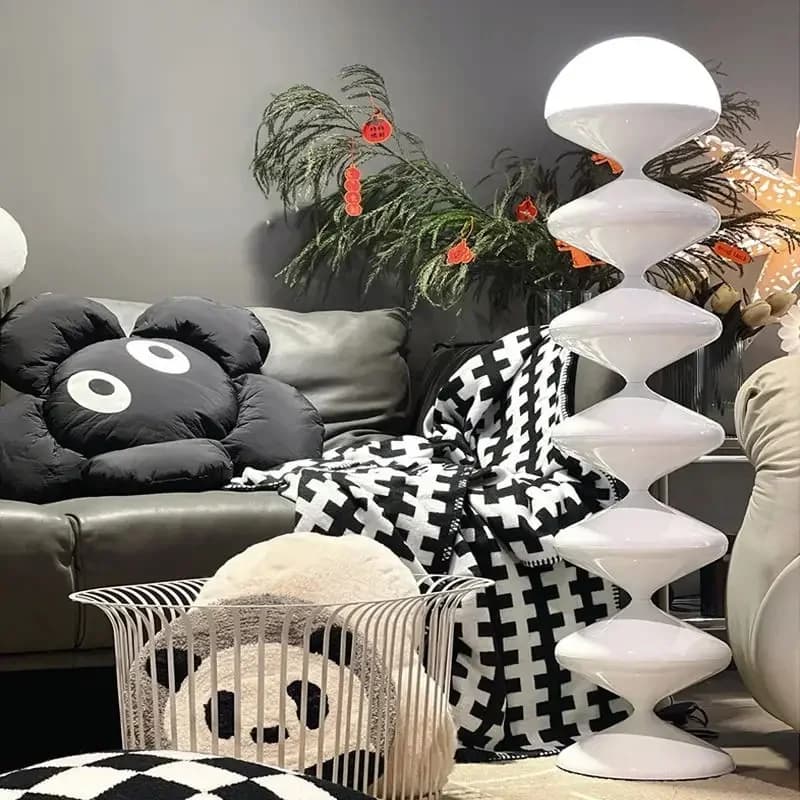 Lampada da terra a LED vintage scandinava 2026 per soggiorno, divano, luce da terra a macaron per camera da letto, comodino, casa