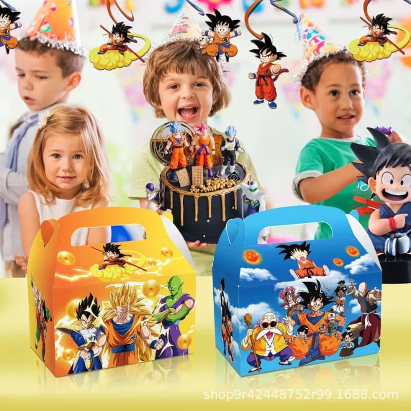 Hot Dragon Ball Series 12PCS Birthday Party Supplies Cartoon Role Son Goku Creativity Printing Paper Candy Boxes Gift Bags