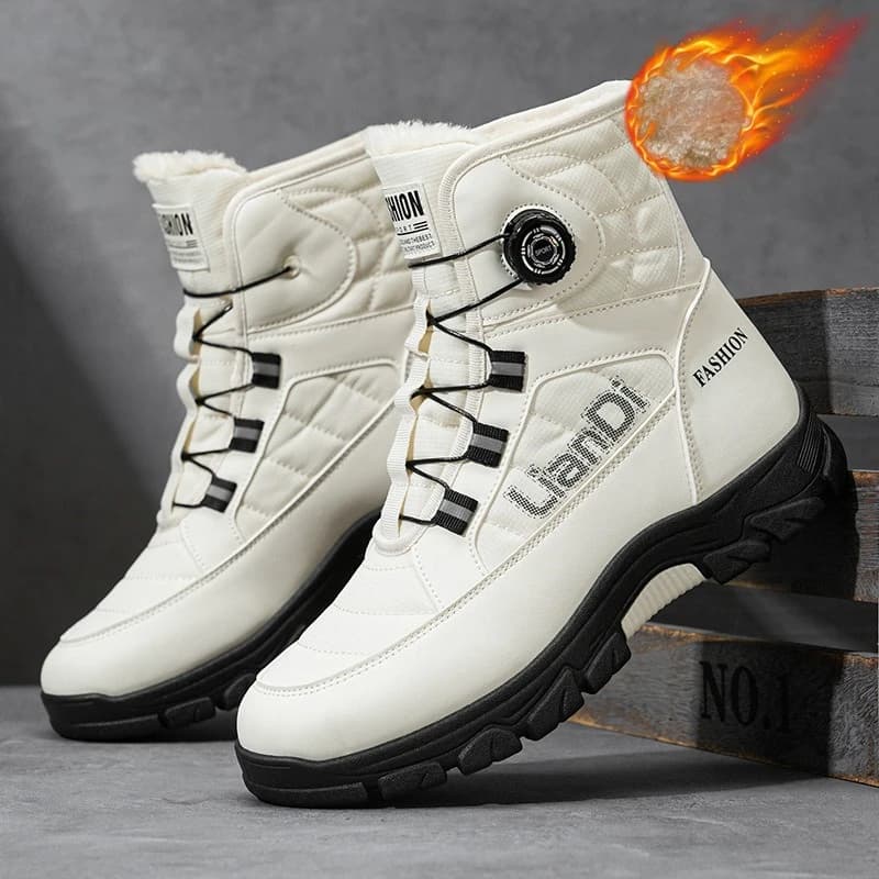 1 Paio di Stivali Invernali Oversize da Uomo, Waterproof, Cold Resistant, Hot and Leafed in Plush, Snow Boots with Sole Spessa per Lavoro e Attività all'Aperto
