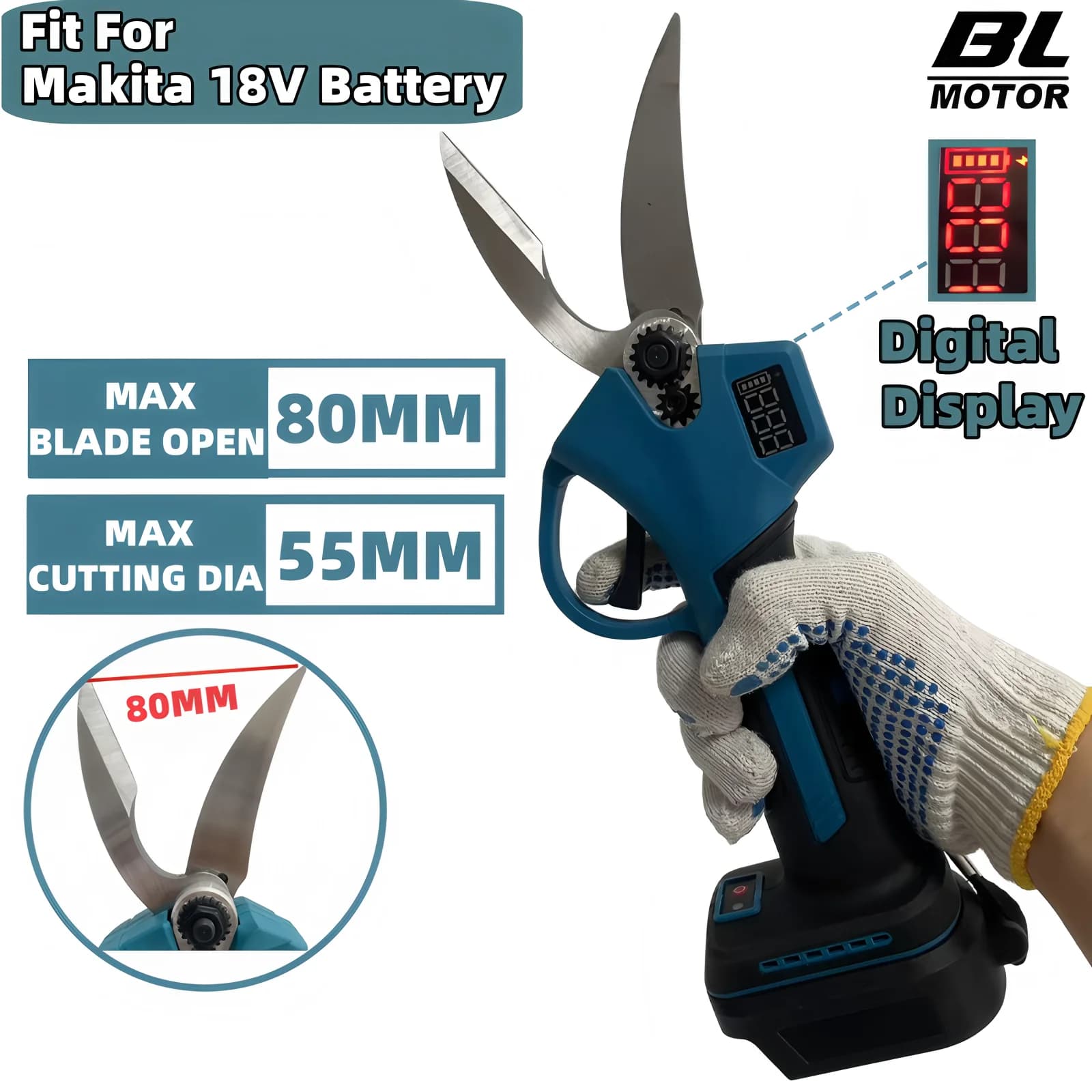 Per Makita 18V Batteria 55MM Forbici elettriche senza spazzole Cesoie da potatura a batteria a 2 marce Cesoie elettriche per rami Utensili elettrici