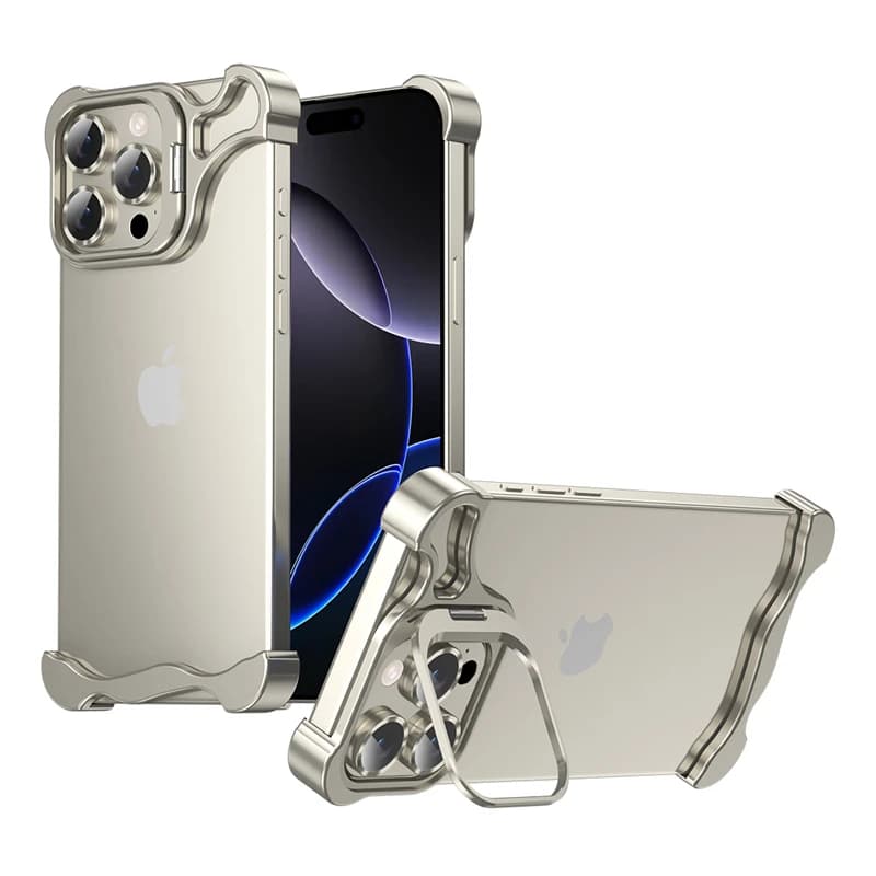 Shockproof housing with support for metal frameless bumper lens for IPhone 17 Air 16 15 14 Pro Max 16Pro 17Pro Cover for phone with heat dissipation