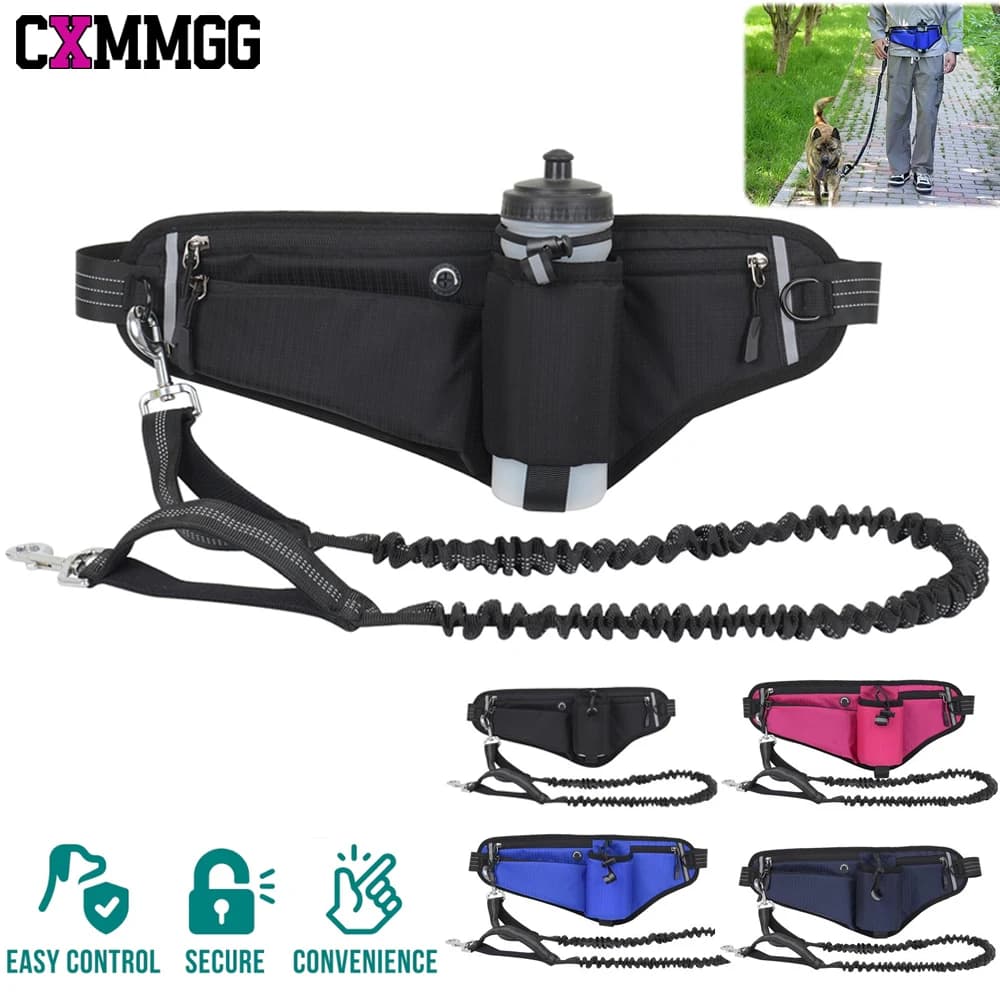 1 piece hammer with water bottle holder, running belt for hydration for men woman pack with adjustable shoulder strap and leash for free hands dogs
