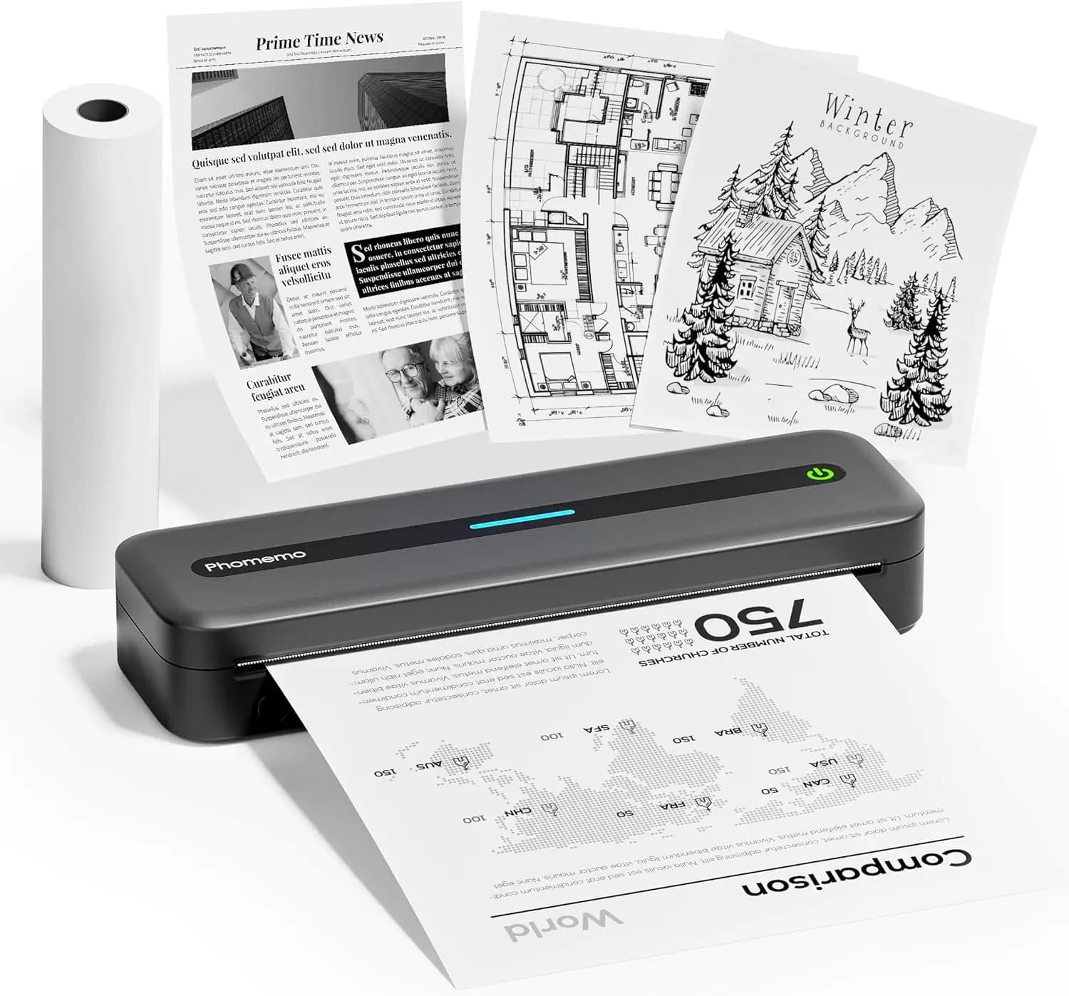 Phommemo stampante portatile Wireless per viaggi M832 stampante termica senza inchiostro supporto lettera usa e A4 usa iOS Android Phone & Laptop