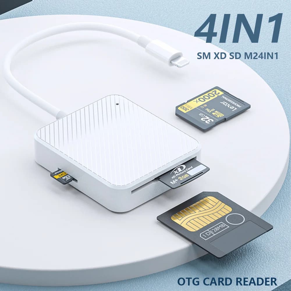 Adattatore per lettore di schede di memoria 4 in 1 Tipo C Lightning Smart Media OTG M2 SD SM XD Lettore di schede per accessori per telefoni cellulari Andriod