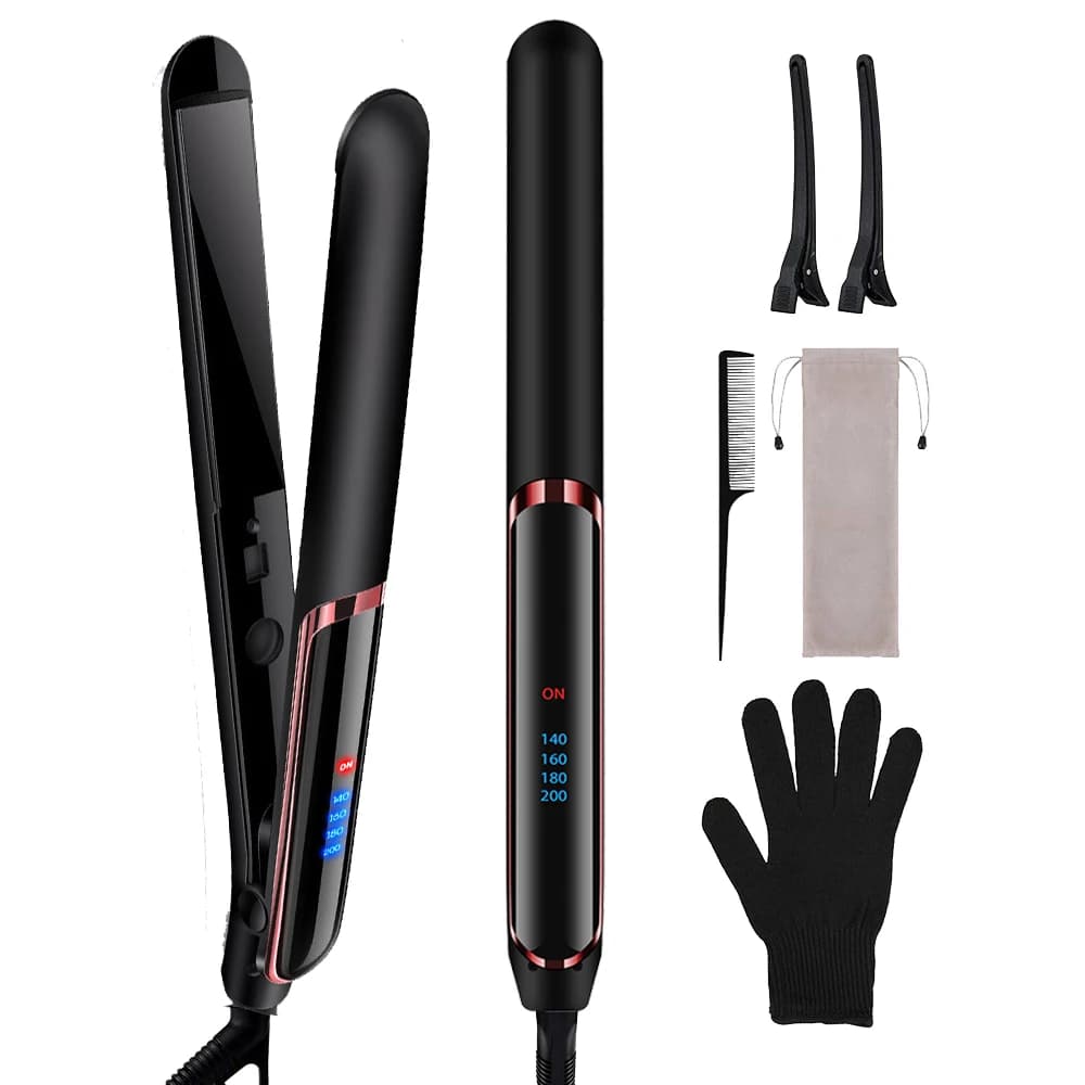 Set di bigodini per piastra per capelli 2 in 1, doppio tensione, ioni negativi, riscaldamento rapido per uno strumento di styling versatile, perfetto per i viaggi a casa