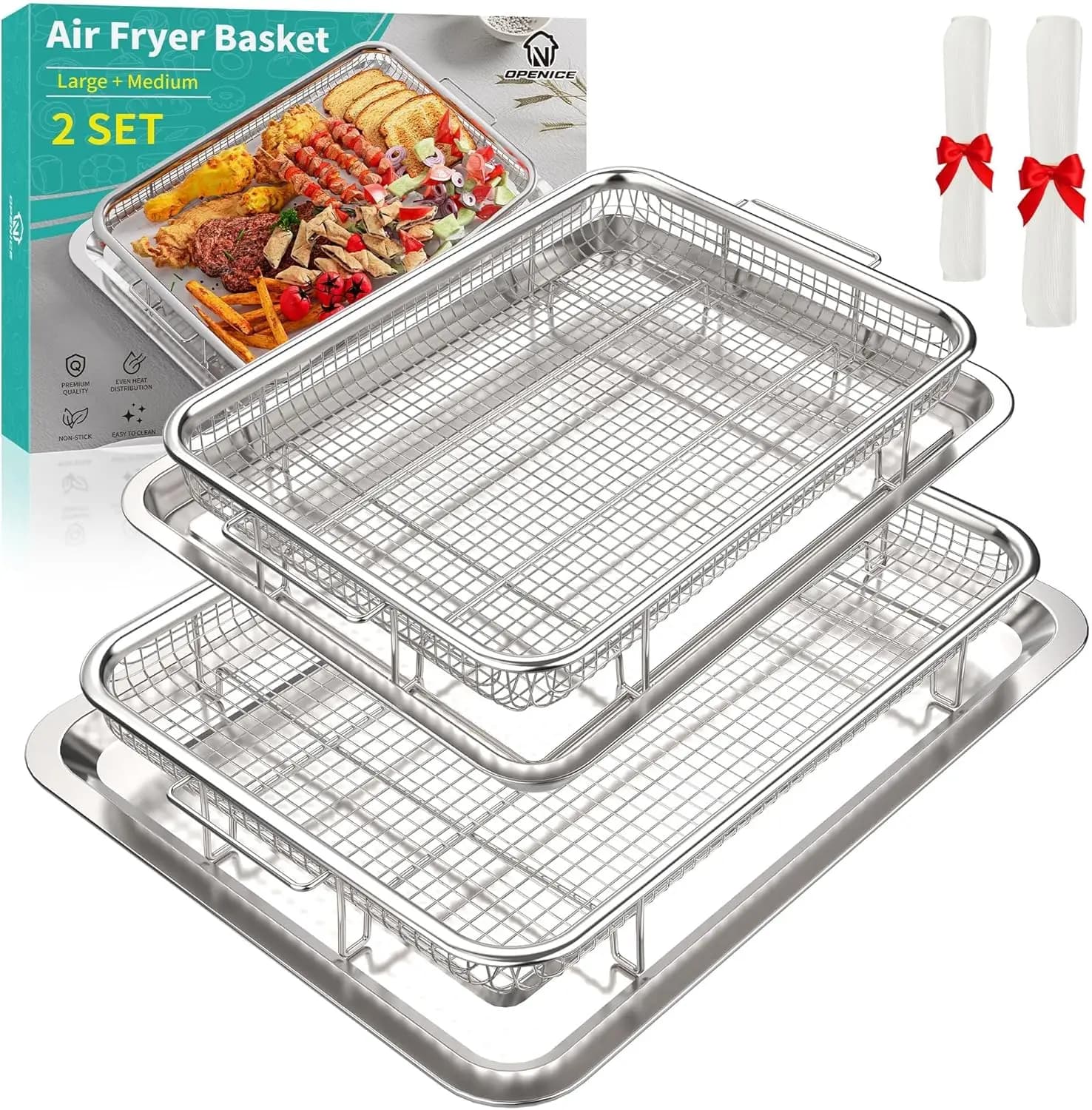 Air, Large and Medium Frying Cestelli Set, for Cooking in Oven and Crunchy Foods