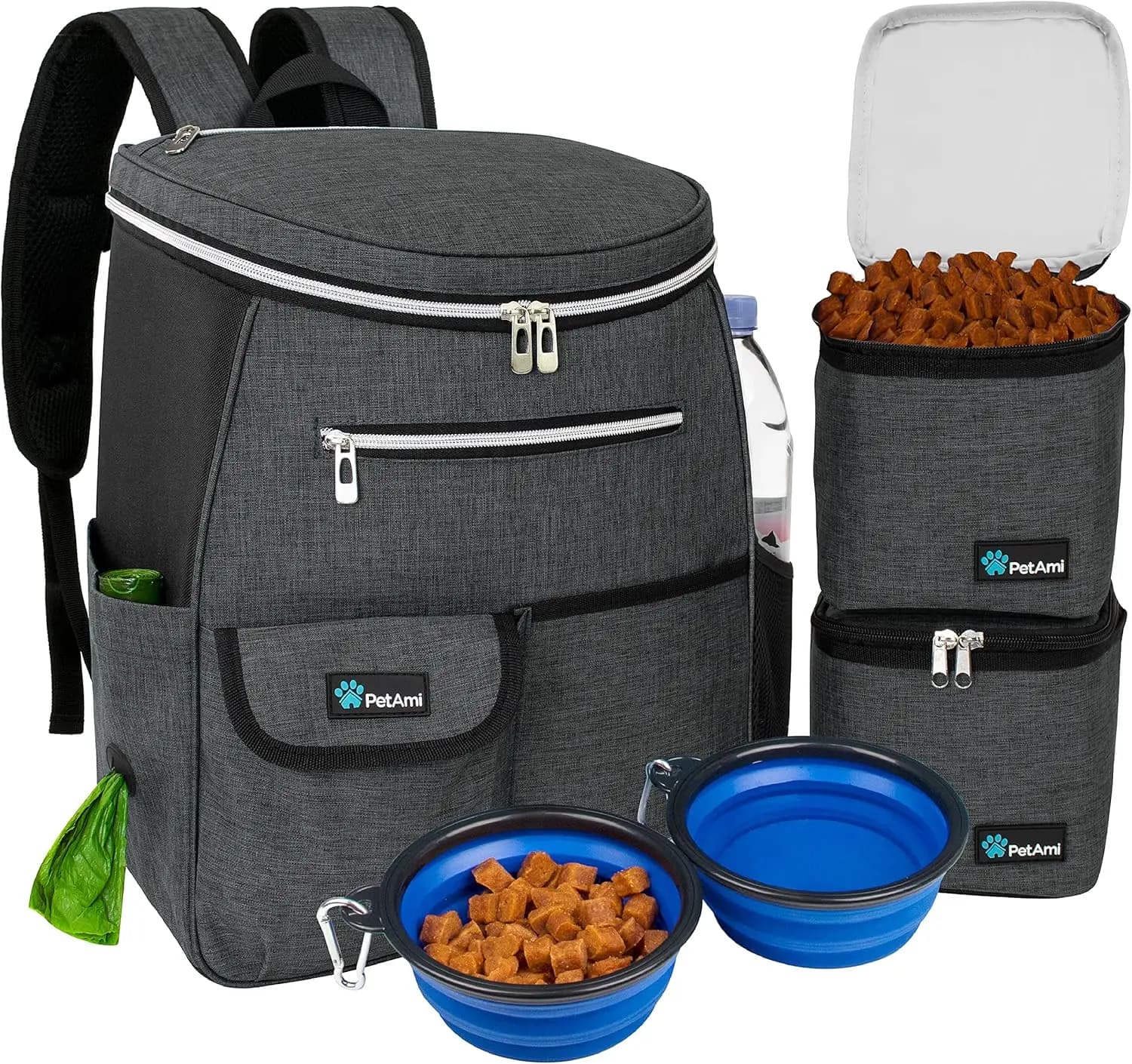 Zaino da viaggio per cani, approvato dalla compagnia aerea, elementi essenziali per il viaggio dei cuccioli: contenitore per alimenti, ciotole pieghevoli, borsa per pannolini, campeggio