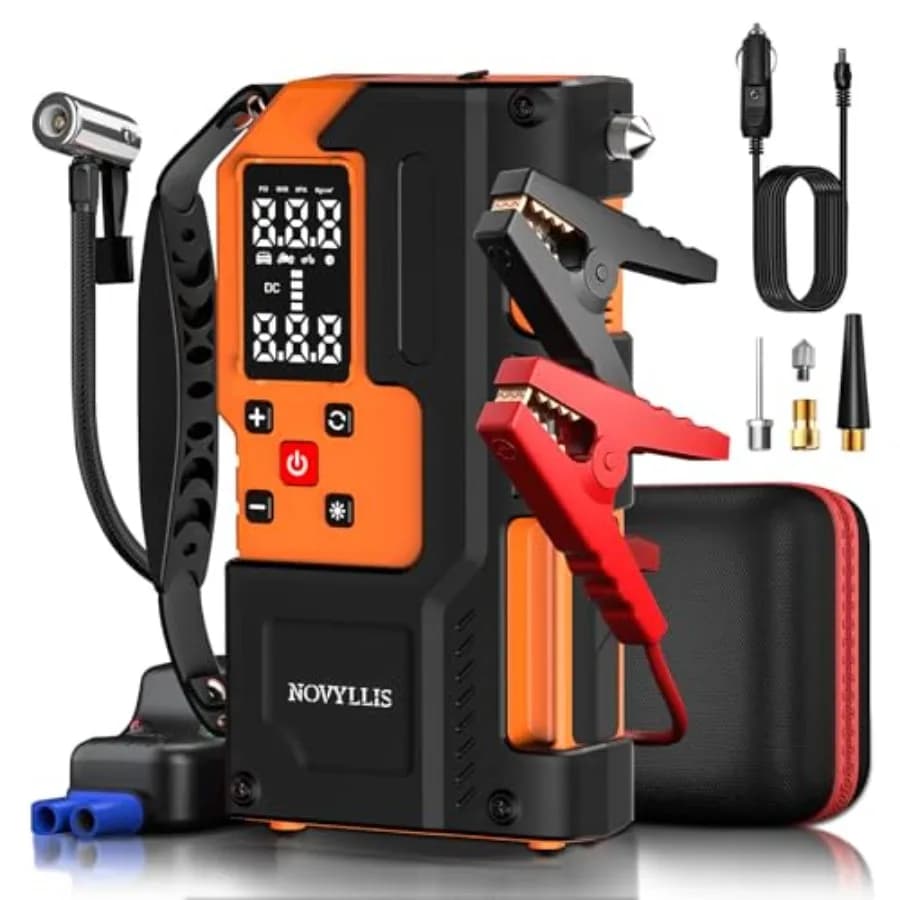 Avviatore di emergenza con compressore d'aria Batteria portatile 4000A 10000mAh Power Bank Luce LED SOS di emergenza per veicoli a 22 cilindri