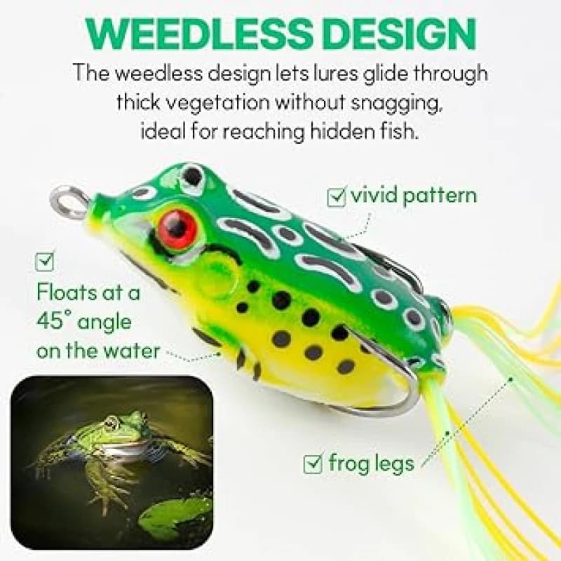 Esche artificiali morbide a corpo cavo anti-erba per la pesca al black bass, con azione di nuoto realistica e alta aderenza, crankbait per acqua dolce, scatola per attrezzatura da pesca