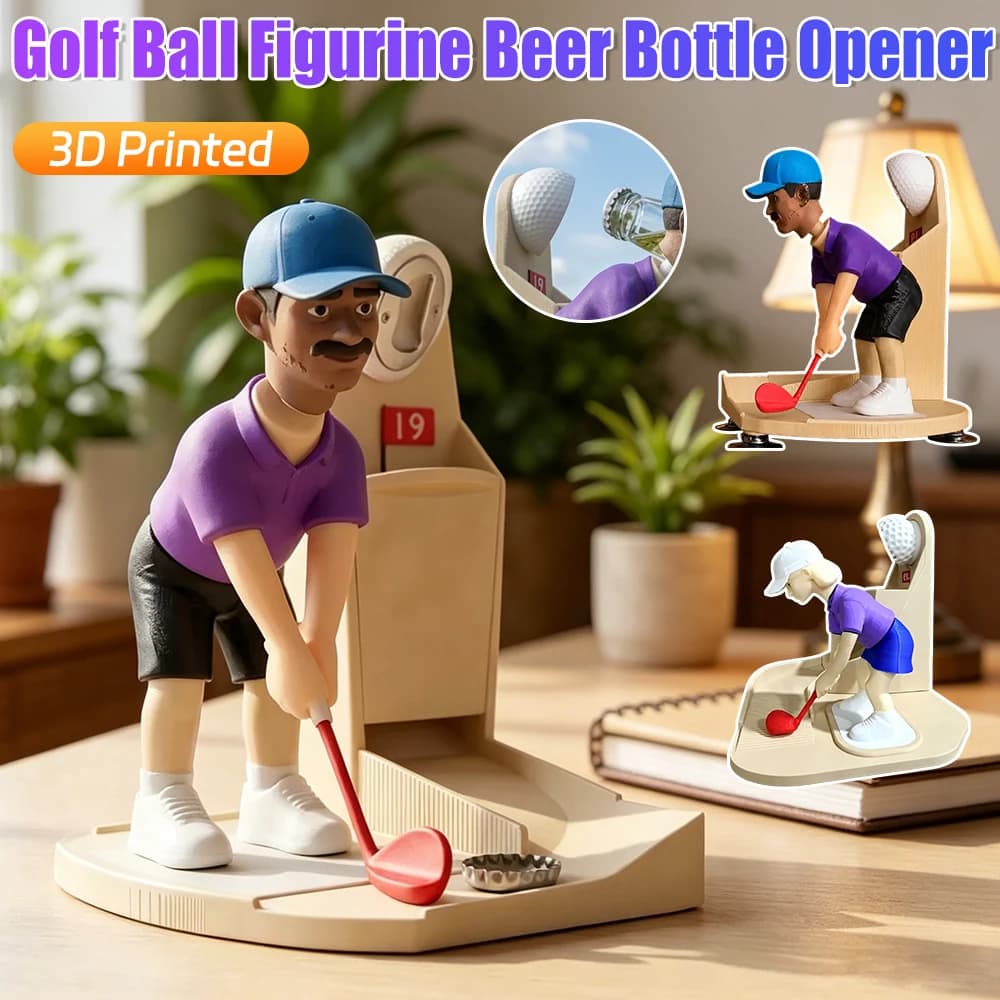 Golf Ball Themed Bottle Opener Automatic Beer Bottle Opener With Golf Swing Cap Launcher Men Fun Golf Gift Novelty Bar Accessory