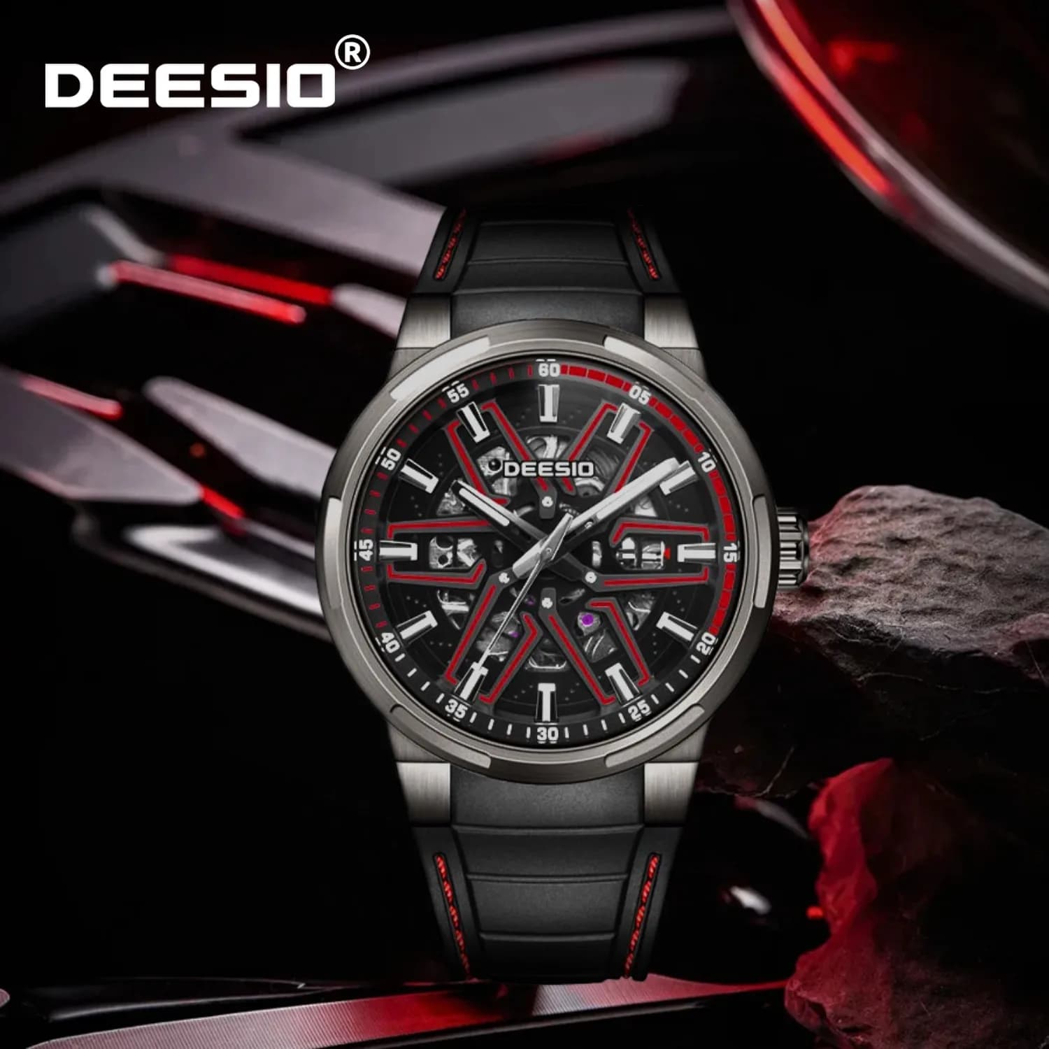 Deesio Orologio automatico da uomo Business Dress Acciaio inossidabile Resistente all'acqua 50M Quadrante luminoso Visualizzazione della data Abbigliamento casual quotidiano