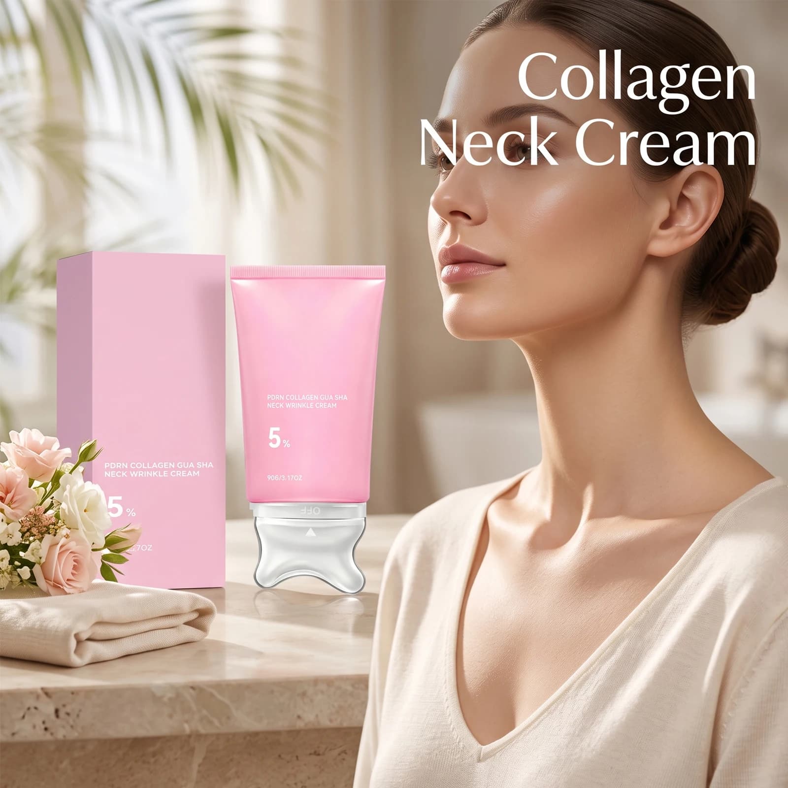 ​5% PDRN Collagen Neck Cream Firming Lifting Smoothing Neck Fine Lines Hydrating Restores Elasticity Improve Dryness Skin Care