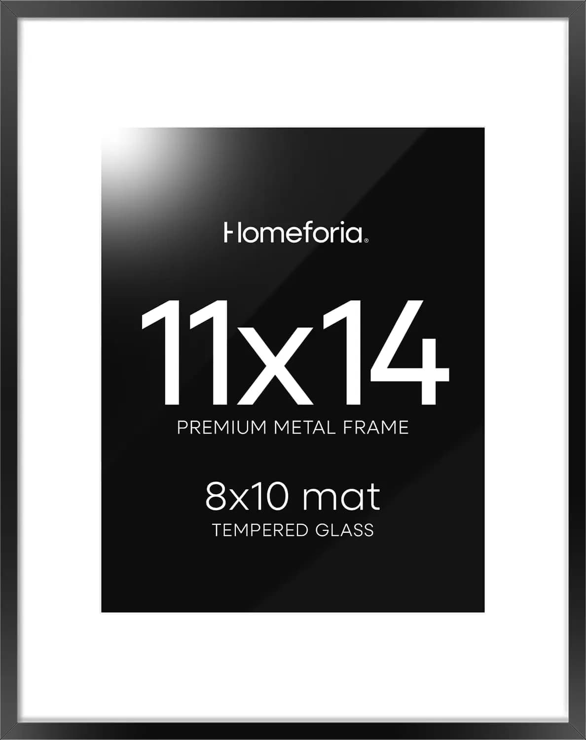 Photo Frame Black 11x14 with Passepartout, Tempered Glass, Wall Kit, Set 1 - Modern Home Furniture