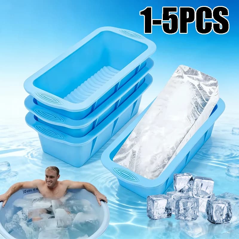 Set Vassoio e Secchiello per Cubetti di Ghiaccio in Silicone, Stampo Multifunzionale per Ghiaccio Grande, Ideale per Congelamento Efficiente, Perfetto per Cocktail, Feste e Uso Quotidiano