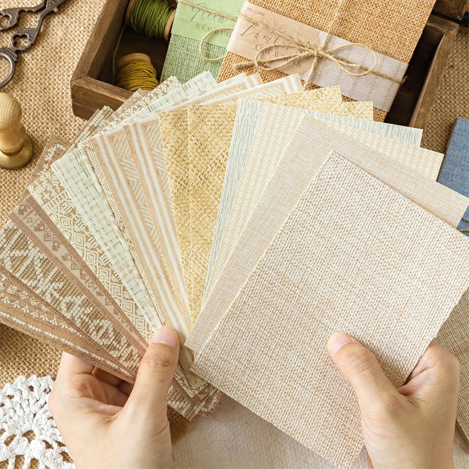 24 sheet Creative rattan weave Scrapbook Vintage Materials Paper Combo Kit DIY Junk Journal Collage Photo Album Retro Art paper