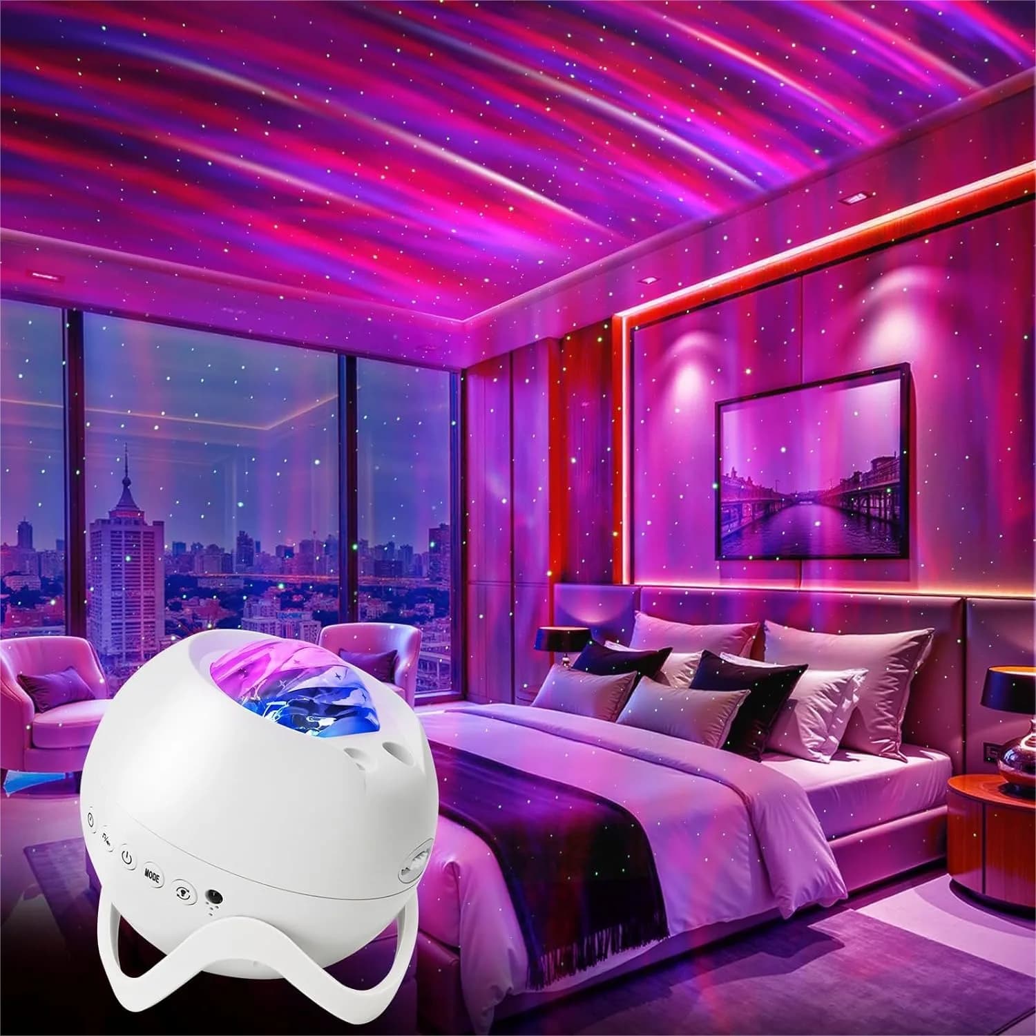 Proiettore Galassia per Camera da Letto con Altoparlante Bluetooth, Rumore Bianco, Timer, Luce Notturna - Perfetto per Feste e Soggiorno