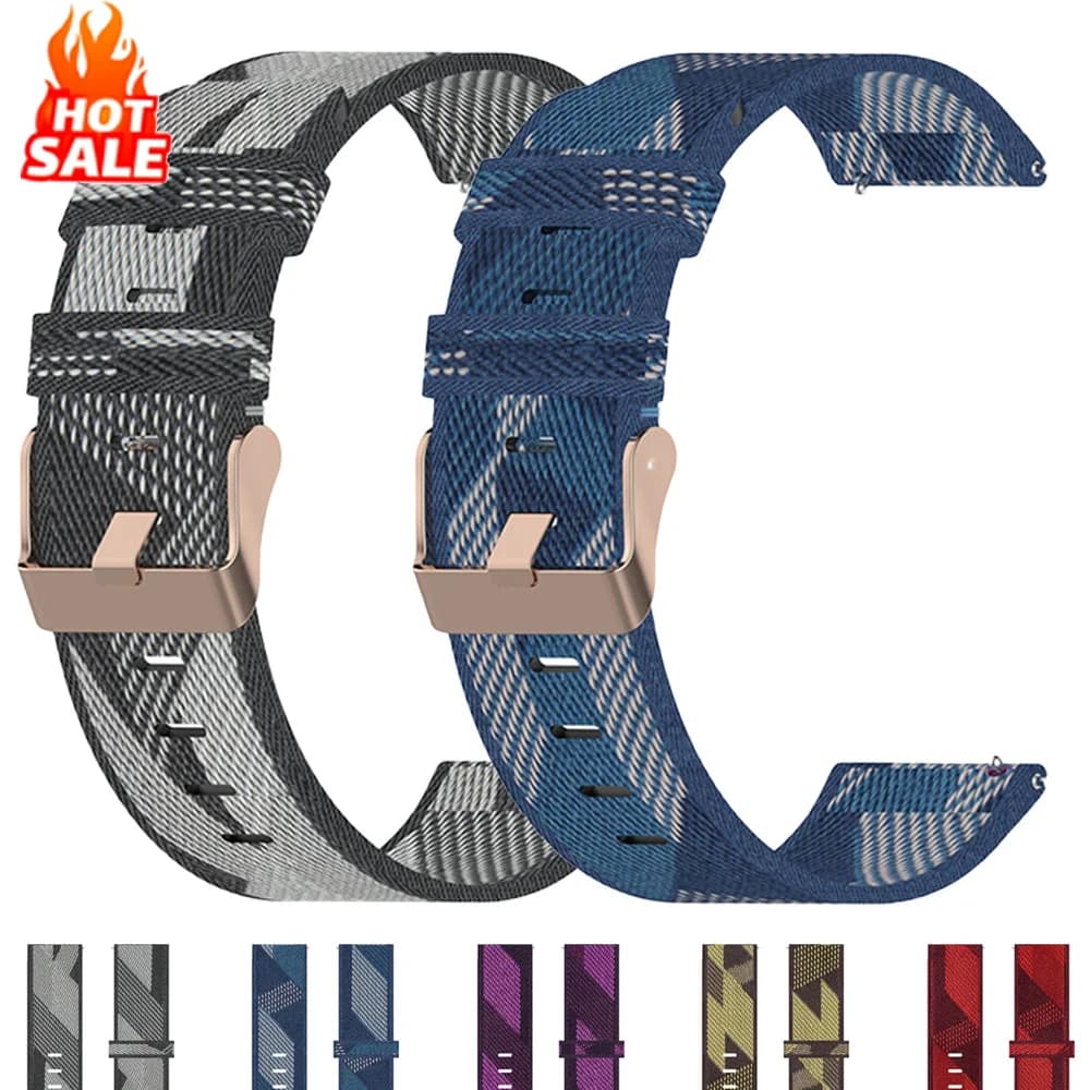 Fascia in nylon da 20mm/22mm per Amazfit GTS/2/2e/3/4/GTS2 Mini/GTR 47mm/GTR2/3/4/Pro stratos braccialetto sportivo Amazfit bip 3 pro cinturino