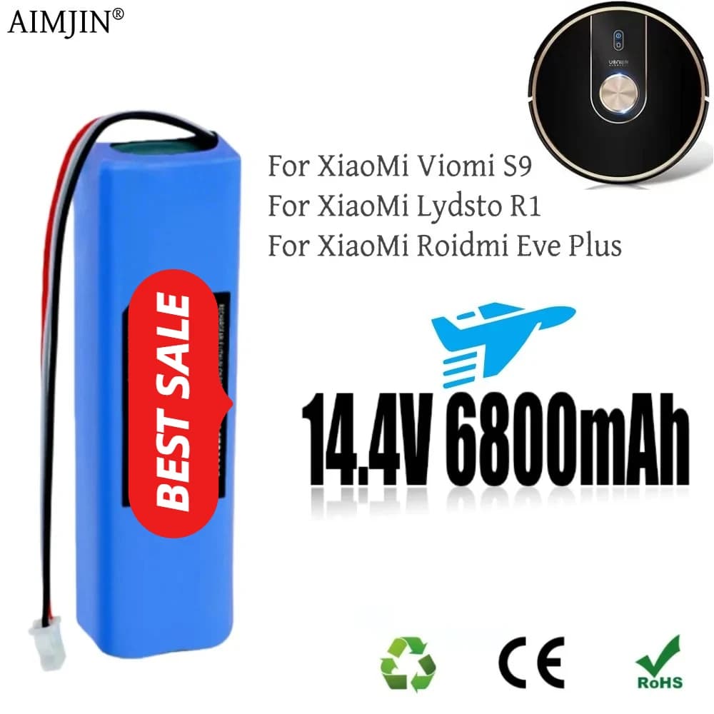 Nuova batteria per Proscenic M7Pro, M7Max, M8Pro, Lydsto R1, VIOMI S9, ROIDMI EVE Plus Robot aspirapolvere Batteria agli ioni di litio 14.4V 6800mAh