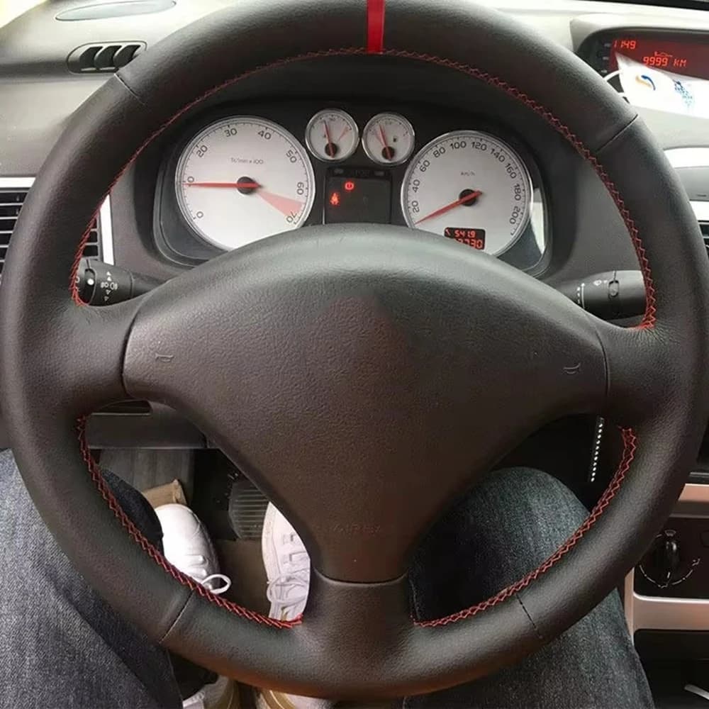 Coprivolante interno auto per Peugeot 307 2001-2008 307 SW 2005-2008 Accessori per finiture in pelle microfibra nera